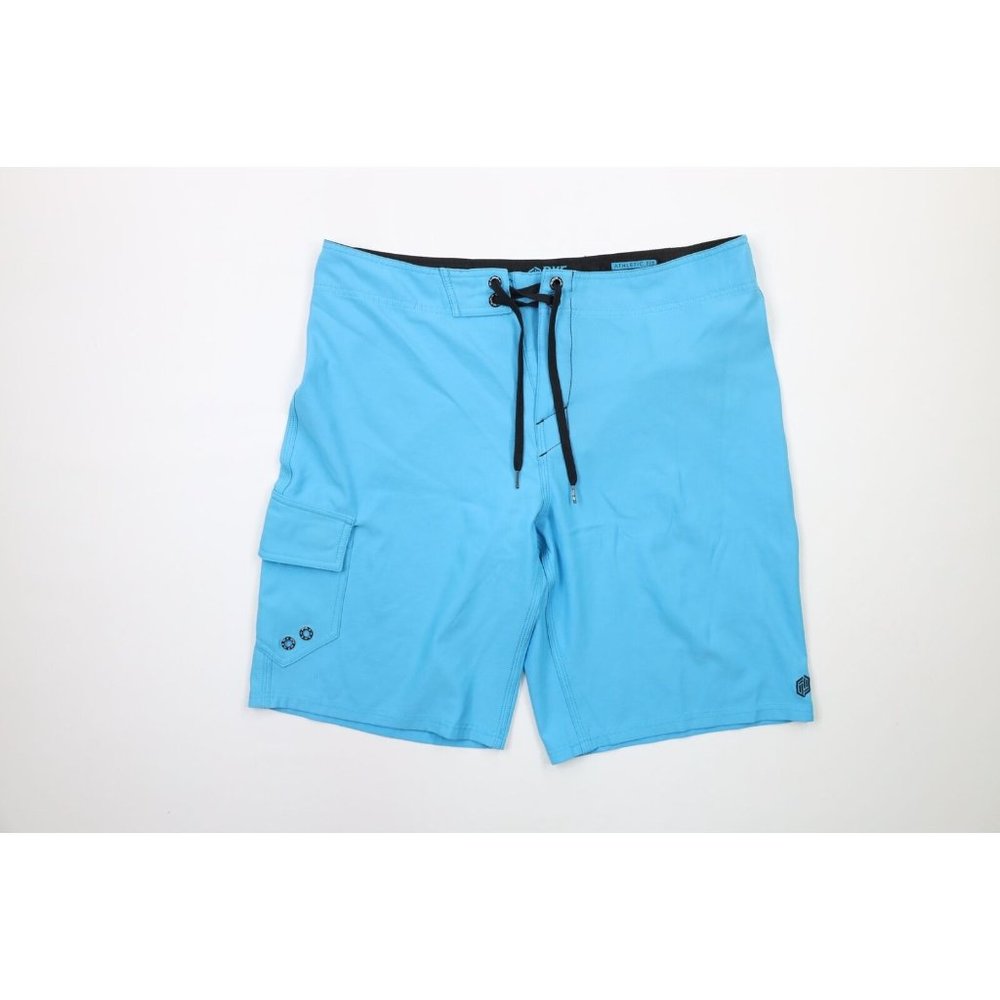 Buckle BKE Sport Mens 34 Athletic Fit Stretch Board Shorts Swim Trunks Blue